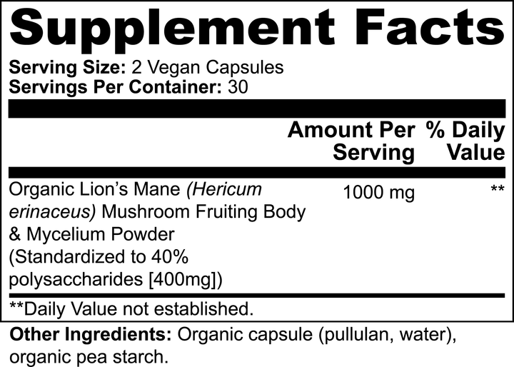 Lion's Mane Mushroom Ingredients